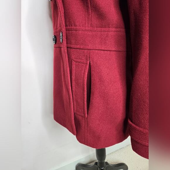 METAPHOR Womens Red Hooded Winter Coat Size M Button Front Fully Lined Pockets M - Picture 7 of 13